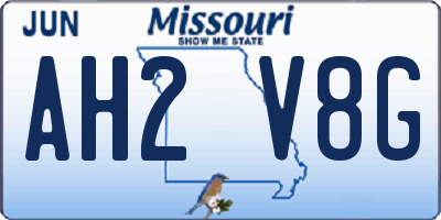 MO license plate AH2V8G