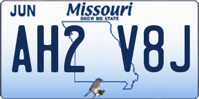 MO license plate AH2V8J
