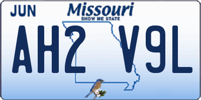 MO license plate AH2V9L