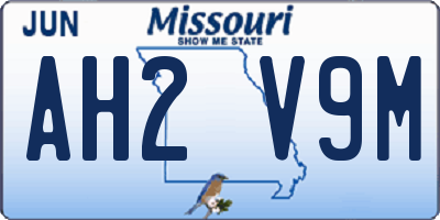 MO license plate AH2V9M