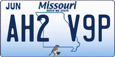 MO license plate AH2V9P