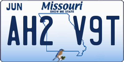 MO license plate AH2V9T