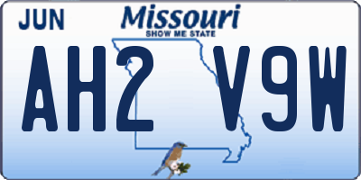 MO license plate AH2V9W