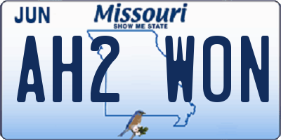 MO license plate AH2W0N