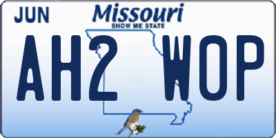 MO license plate AH2W0P