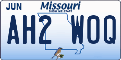 MO license plate AH2W0Q