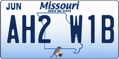 MO license plate AH2W1B