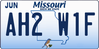 MO license plate AH2W1F
