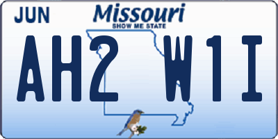 MO license plate AH2W1I