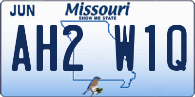 MO license plate AH2W1Q