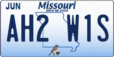 MO license plate AH2W1S