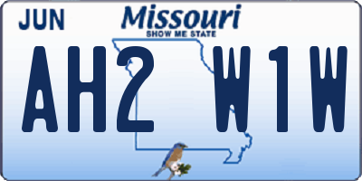 MO license plate AH2W1W