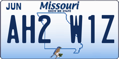 MO license plate AH2W1Z