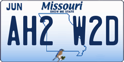 MO license plate AH2W2D