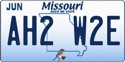 MO license plate AH2W2E