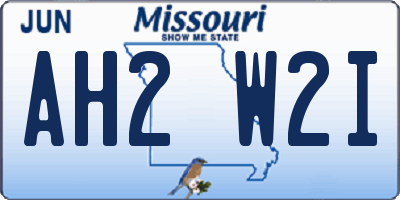 MO license plate AH2W2I