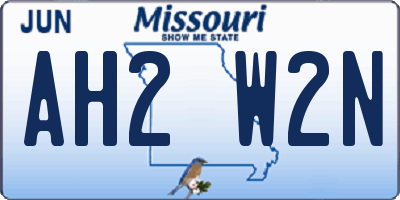 MO license plate AH2W2N