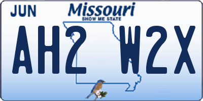 MO license plate AH2W2X