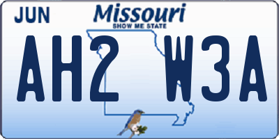MO license plate AH2W3A