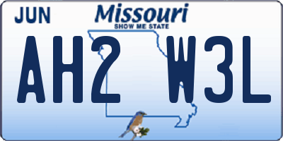 MO license plate AH2W3L