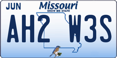 MO license plate AH2W3S