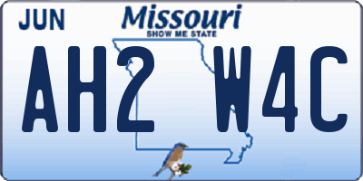 MO license plate AH2W4C