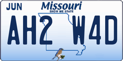 MO license plate AH2W4D