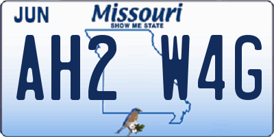 MO license plate AH2W4G