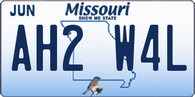 MO license plate AH2W4L