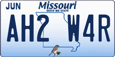 MO license plate AH2W4R