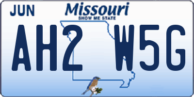 MO license plate AH2W5G