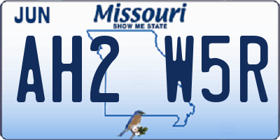 MO license plate AH2W5R