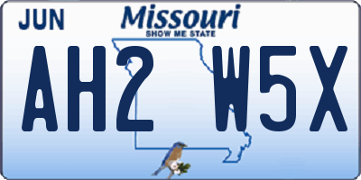 MO license plate AH2W5X