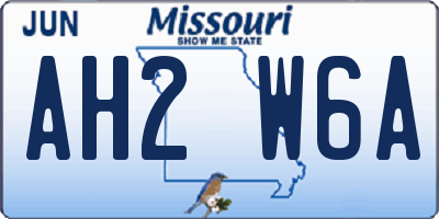 MO license plate AH2W6A