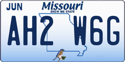 MO license plate AH2W6G