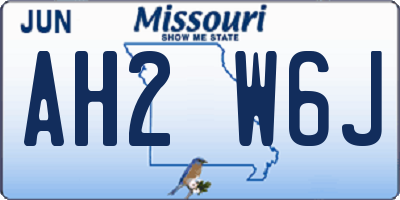 MO license plate AH2W6J