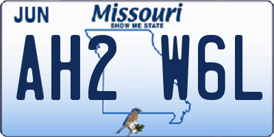 MO license plate AH2W6L
