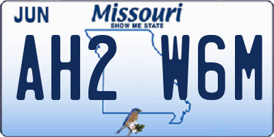 MO license plate AH2W6M