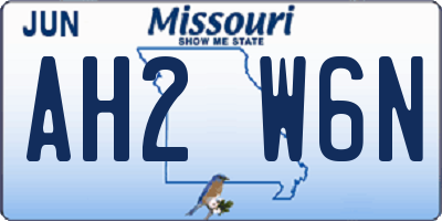 MO license plate AH2W6N