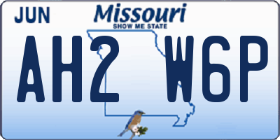 MO license plate AH2W6P