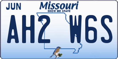 MO license plate AH2W6S