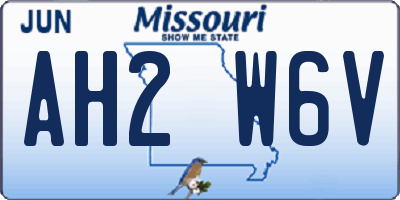 MO license plate AH2W6V