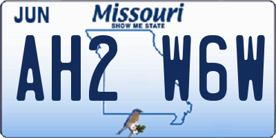 MO license plate AH2W6W