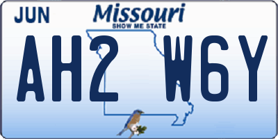 MO license plate AH2W6Y