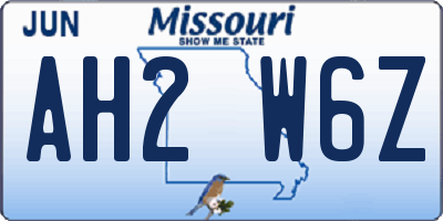 MO license plate AH2W6Z