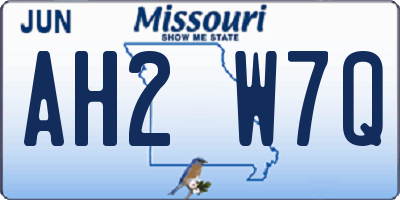 MO license plate AH2W7Q