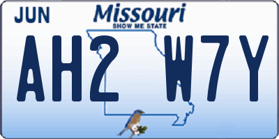 MO license plate AH2W7Y
