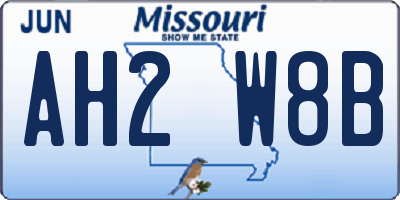 MO license plate AH2W8B