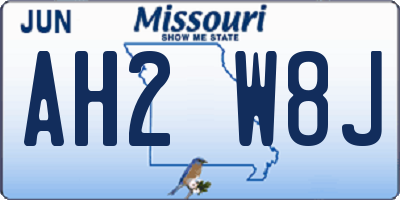 MO license plate AH2W8J