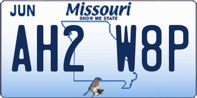 MO license plate AH2W8P